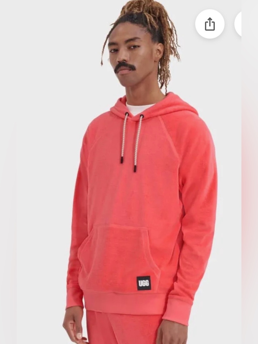 UGG Men’s Coral Red Hooded Pullover Sweatshirt Ugg Terrance Hoodie  S